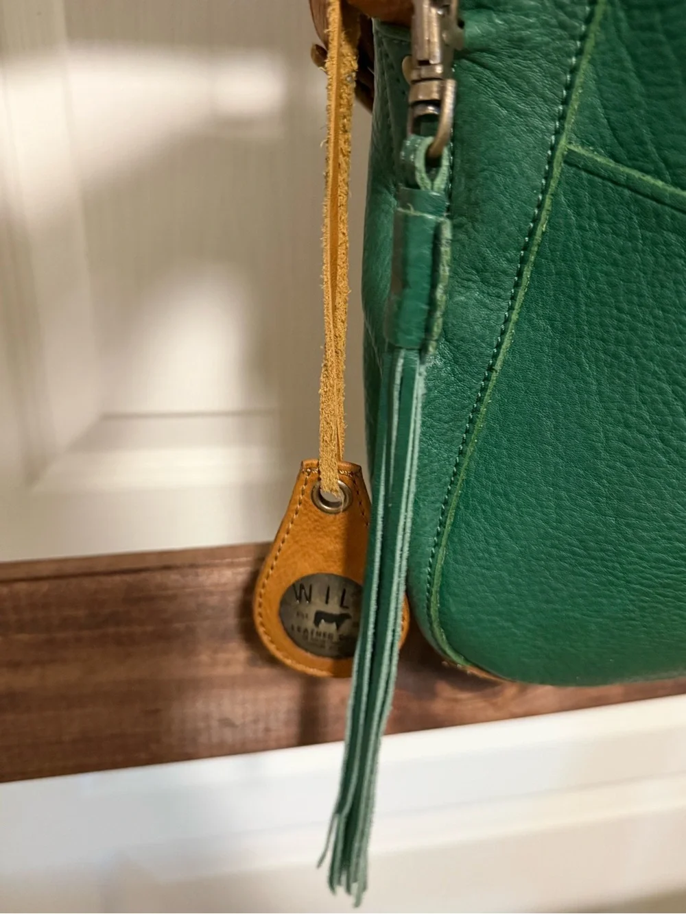 WILL Leather Goods Seneca Leather Crossbody Bag Green & Cognac